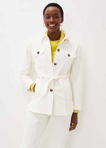 Phase Eight Ivie Belted Shacket Jackets White Canada | MAIOUY-958